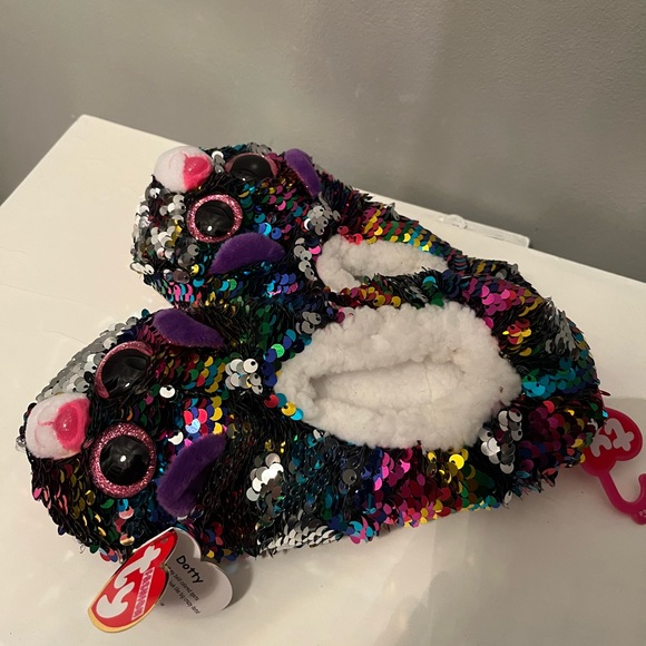 TY Dotty Slippers size 4/6 New sequins/cat - Picture 2 of 5